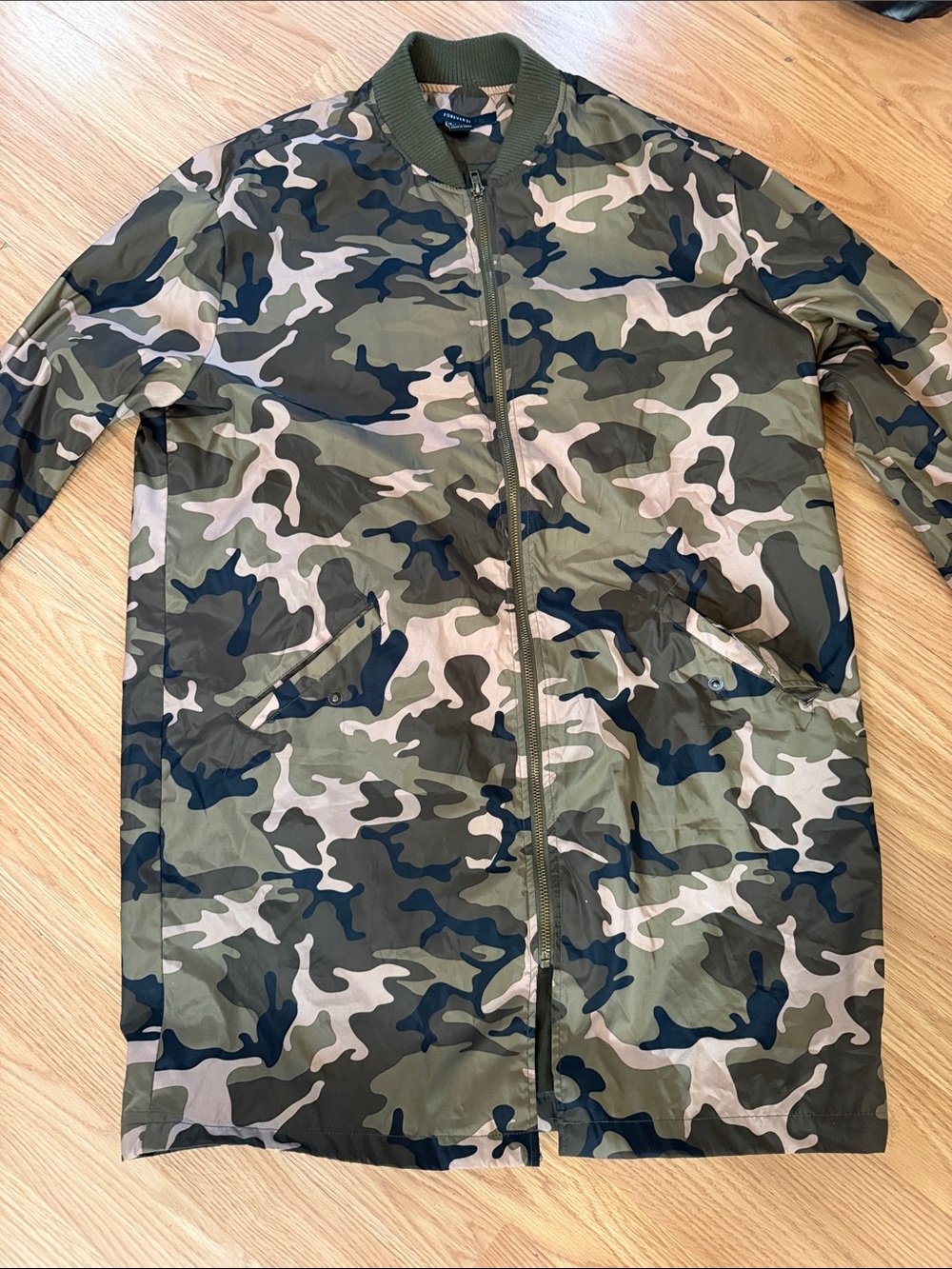 Camo Zip-Front Coat in Green forever 21